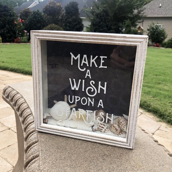 Sandy Ocean Scene in Shadowbox with real Sand Dollar, Starfish Shells Sand, Wish - Picture 4 of 6